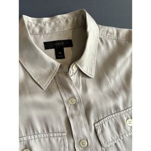 J. Crew Women's 100% Silk Button Down Shirt – Ivory Sheen – Size 00